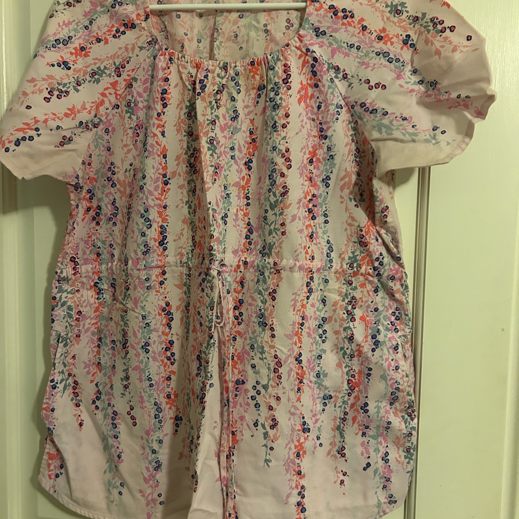 Barco Uniforms Pink And Blue Floral Top